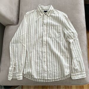 Striped Beige Cotton Linen H&M Men's Shirt